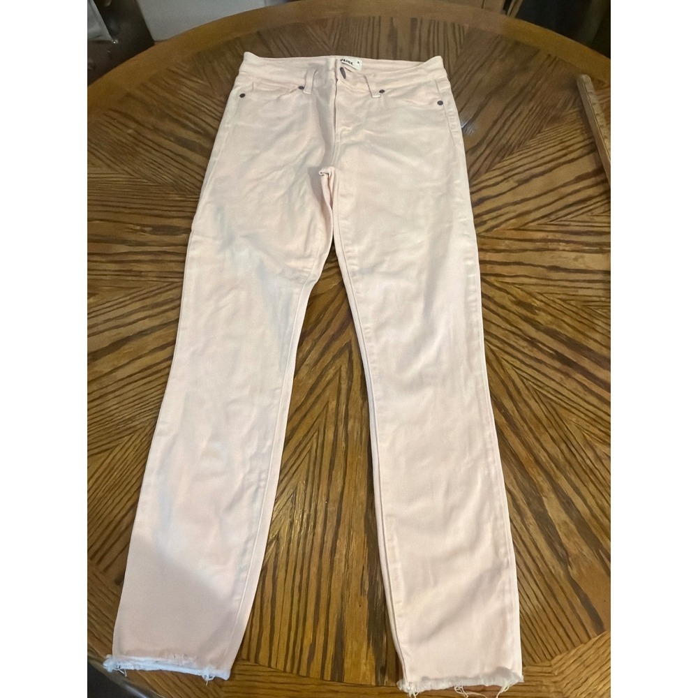 Paige Verdugo Crop Skinny Jeans Rose Bud Pink Raw Hem Size 27 WJ869